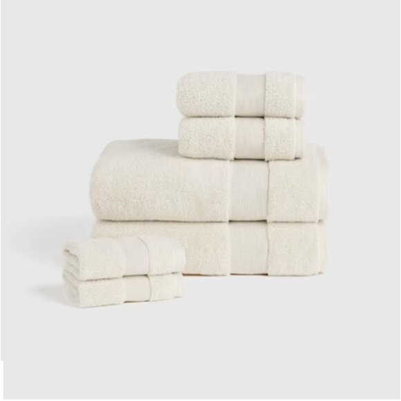 Quince Ivory Turkish Cotton Bath Towel Set 2 Bath Towel/Hand Towels/Wash Cloths - Picture 1 of 5